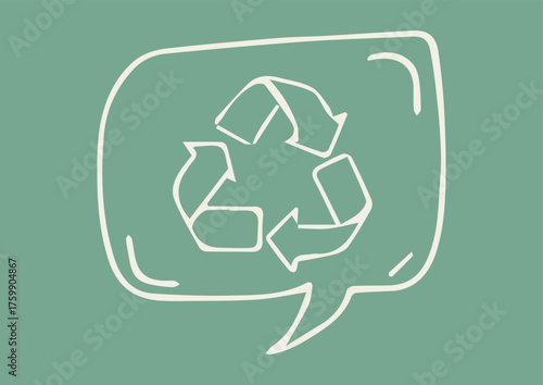 Recycle Symbol Speech Bubble Recycling with Green background