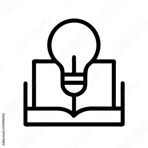 Knowledge Study Book Icon with Light Bulb Minimalist One Line Vector Illustration