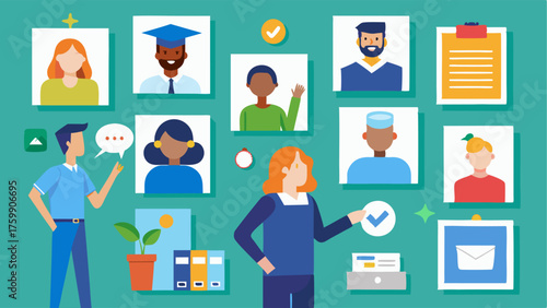 A community wall showcasing success stories of past students who found jobs through the career centers resources.