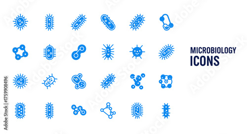 Bacteria and microorganisms icons for science education and research projects needing a professional design, ideal for presentations and diagrams on microbiology