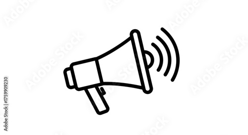 A Bold Icon Depicting a Megaphone Silhouette Against a Deep Black Background