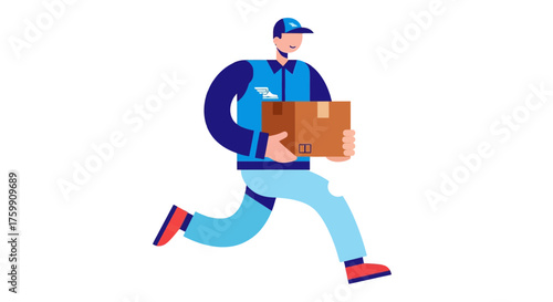 A Courier Delivering Package, Running to Be On Time With Fast And Quick Shipping