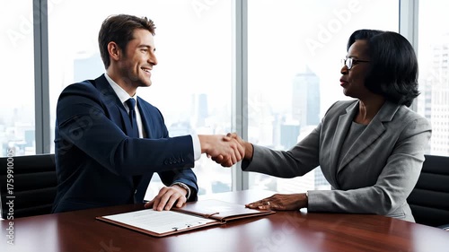 Wallpaper Mural Business People Signing Contract in Modern Office Meeting Room Torontodigital.ca