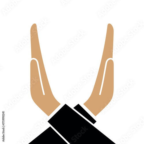 A cross with hands. Meaning "enough" or "enough." A symbol for ending a dialogue or discussion. Crossed arms. A silent symbol for the end of a conversation.