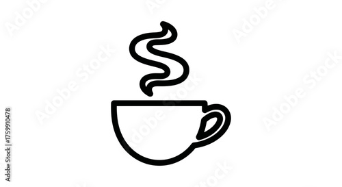 Abstract Art Featuring a Cup of Coffee Silhouette and Organic Cloud-Like Elements