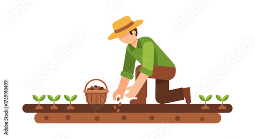 A Person Planting Seeds in a Field, Cultivating the Soil for a New Harvest.