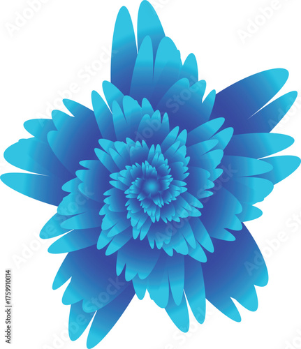 Abstract blue flower illustration with unique design and gradient petals