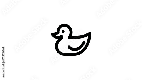 Simple outline duck icon vector illustration. Minimalist black line art bird symbol on clean white background.