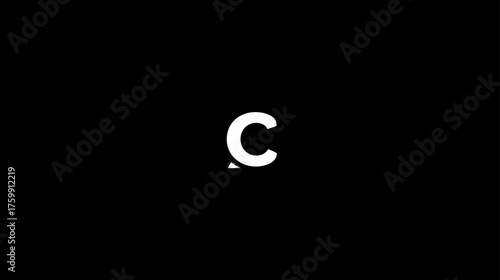 White lowercase letter 'c' on a stark black background, typography, alphabet character, simple, minimalistic design