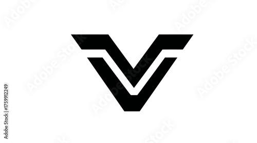 Modern abstract geometric black 'V' initial letter symbol design. Minimalist graphic icon, lettermark logo concept on white background.