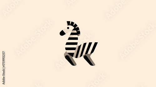 Stylized geometric zebra illustration. Modern minimalist wildlife animal art on a light background. African savanna creature graphic.