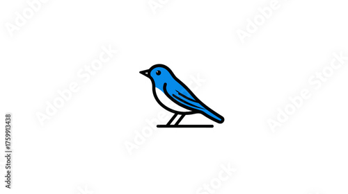 Simple blue bird illustration with clean minimalist lines on a plain white background, ideal as a modern icon or graphic element.