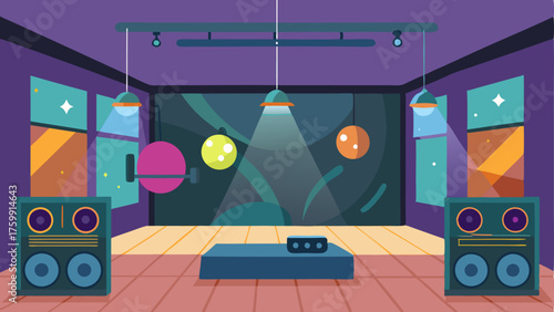 A designated area for Zumba and dance classes complete with disco lights and a stereo system.