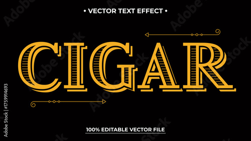 Ornate Cigar Text Effect with Arrows and Swirls on Black Background