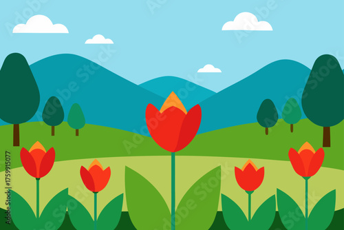 landscape with tulips