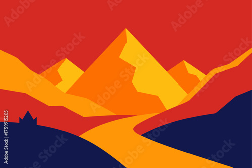 sunset in mountains