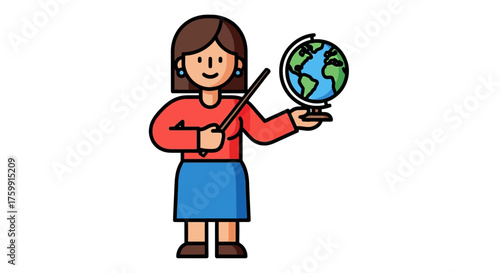 A Teacher Holding a Globe Showing Concepts of Geography and Education
