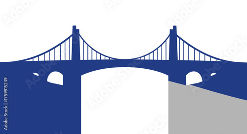 Abstract Bridge View Against Black Backdrop Evoking Modern Art and Geometric Design