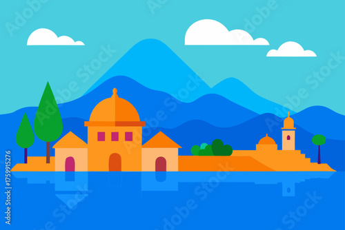 vector illustration of a village