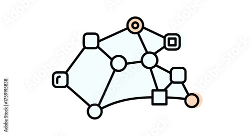 Abstract Connectivity Diagram Depicting Networked Systems And Digital Relationships