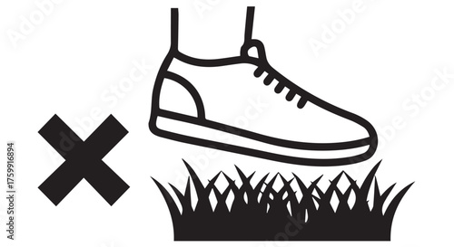 Do not step on the grass icon isolated on transparent background