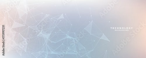Abstract tech network connection dots. Digital technology and big data analysis background. White background with plexus lines. Futuristic technology concept.