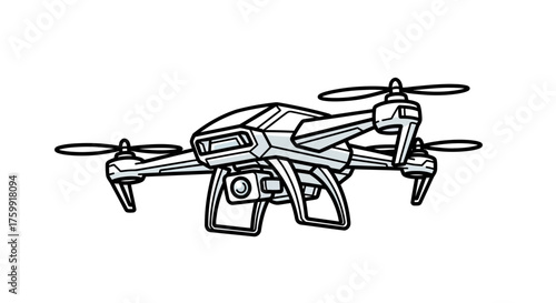 Abstract Drone Illustration Over Black Background Ready For Flight And Videography