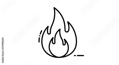 Abstract Fire Glyph Depicted Against a stark Black Backdrop Illustrating Energy and Heat