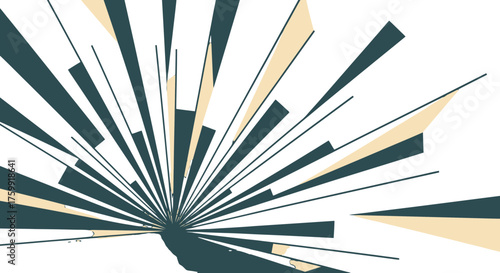 Abstract Geometric Burst: Dynamic Radiating Shapes Erupting From Central Point, Modern Deco