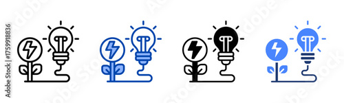 Clean Energy icon set multiple style collection