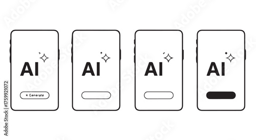 Ai concept with sparkling effect and progress bar isolated on transparent background