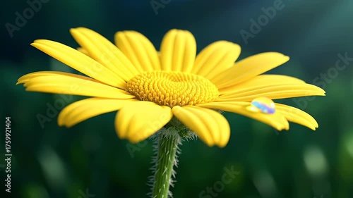 Yellow Daisy with Water Drop - Close Up