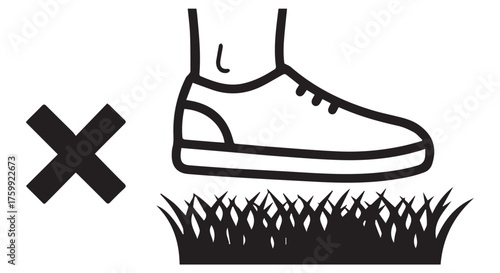 Do not step on the grass icon isolated on transparent background