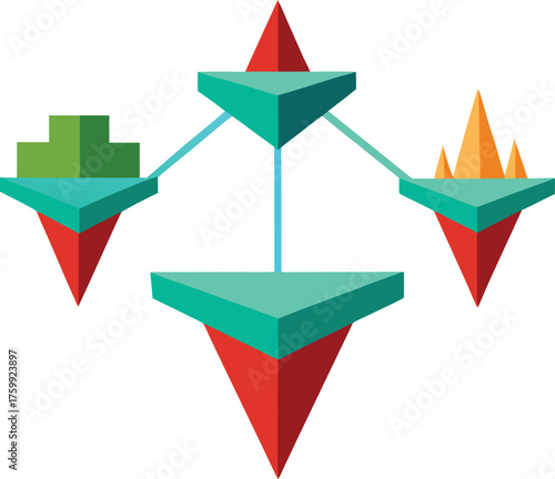 Complex vector geometry of bridges connecting abstract worlds
