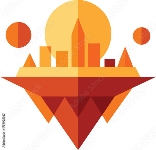 Vector composition of dual suns above floating polygons