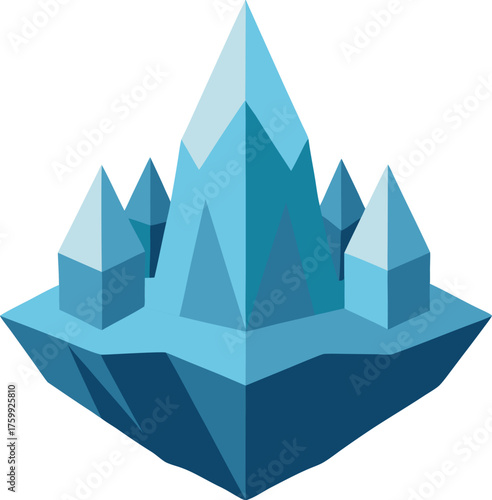 Surreal crystal landscape made from reflective vector