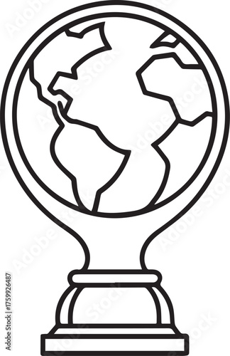 world cup trophy outline vector illustration line art