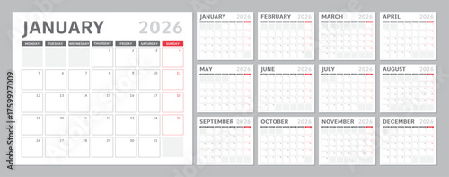 Light 2026 Calendar in Modern Clean Style