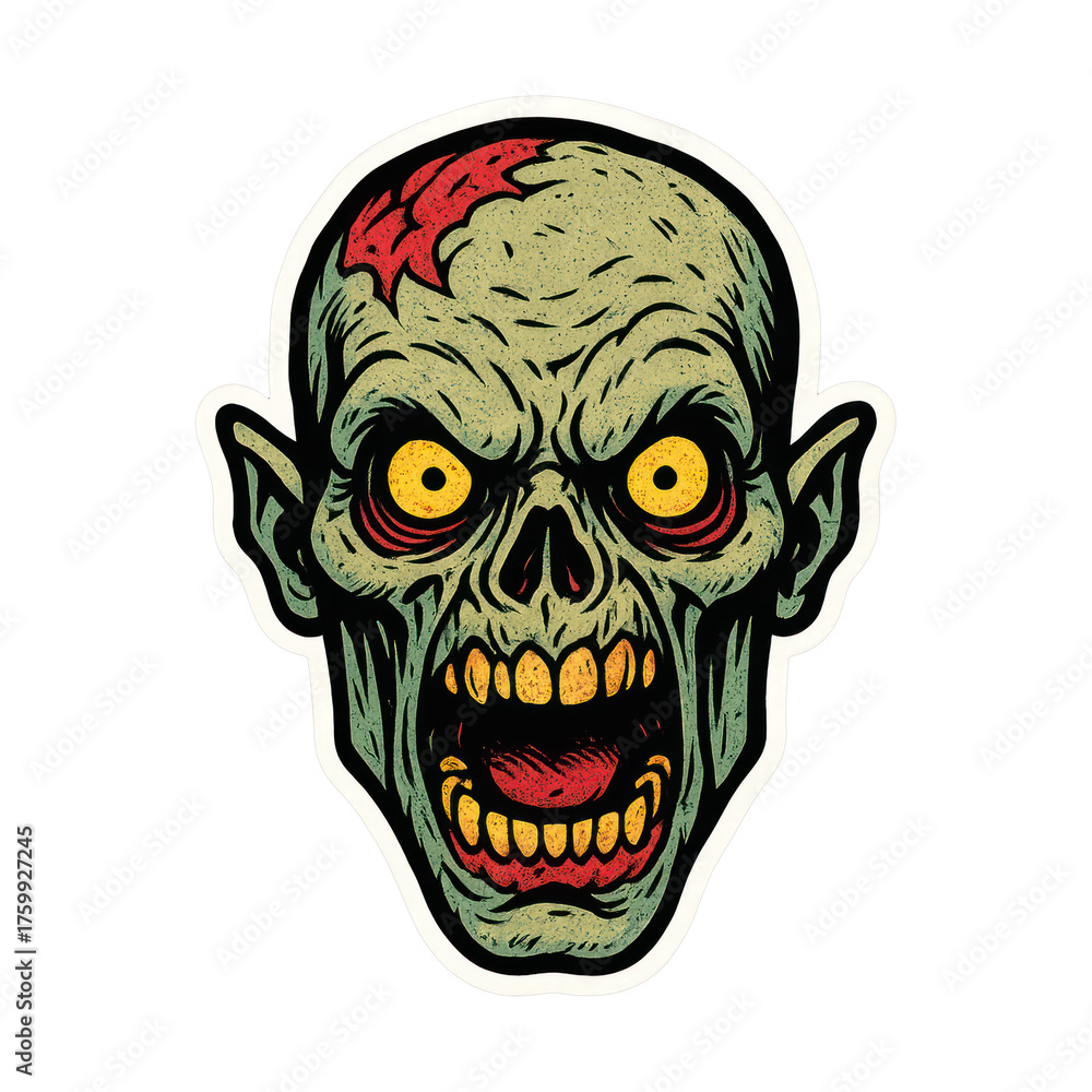 Fototapeta premium PNG Terrifying zombie head illustration