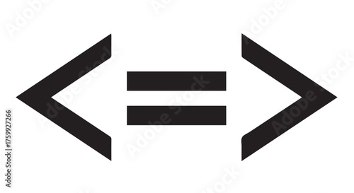 Symbol of less than, equal to, and greater than, isolated on transparent background