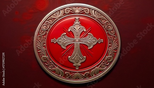 embossed papal insignia on red ecclesiastical seal