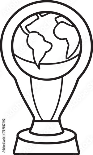 world cup trophy outline vector illustration line art