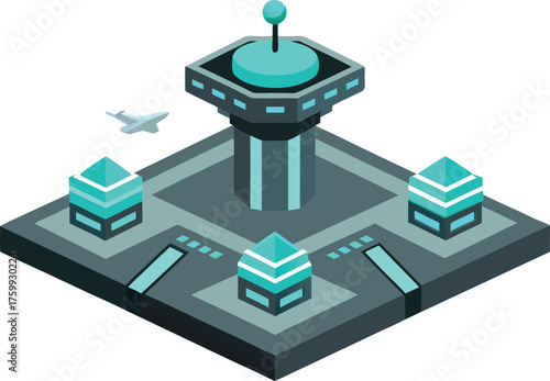 Futuristic isometric air station vector illustration scalable eps icon