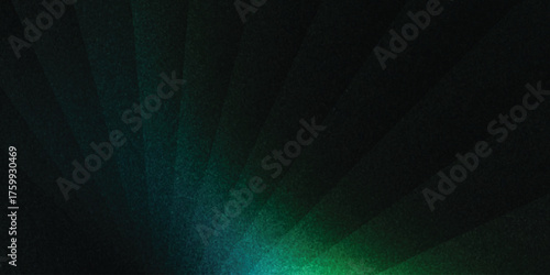 Glowing blue green shape, abstract dark grainy background, noise texture