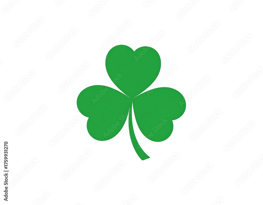 Fototapeta premium Green clover illustration on a white backdrop, simple and clean design