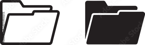 Open folder icons outline filled document file