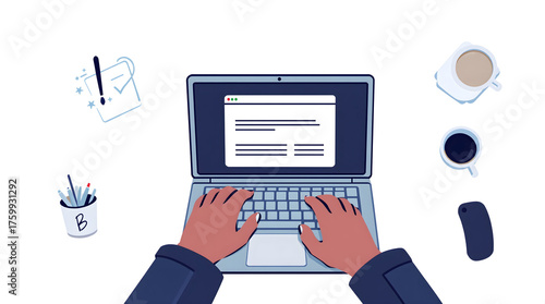 Illustration of business man with laptop