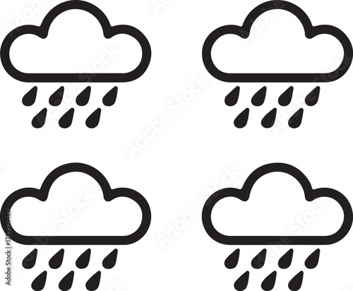 Simple clouds raining water drops illustration weather