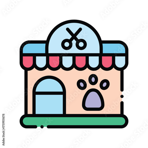 Colorful cartoon pet grooming store