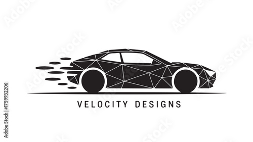 Sleek modern car logo design for automotive branding, ideal for car dealerships, custom shops, and racing teams, showcasing speed and innovation with a dynamic polygonal style